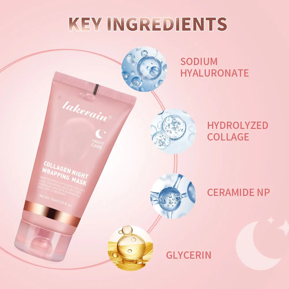 Collagen Jelly Cream Hydrolyzed Collagen Overnight Facial Mask Wrapping Peel-Off Mask Hydrating Firming Moisturizing SkinCare Comfort Life