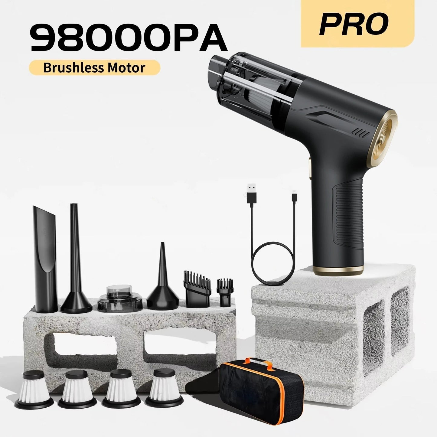 CENRR 98000PA Car Vacuum Cleaner Portable Wireless Cleaner Powerful Strong Suction Handheld Cleaning Machine for Home Appliance Comfort Life