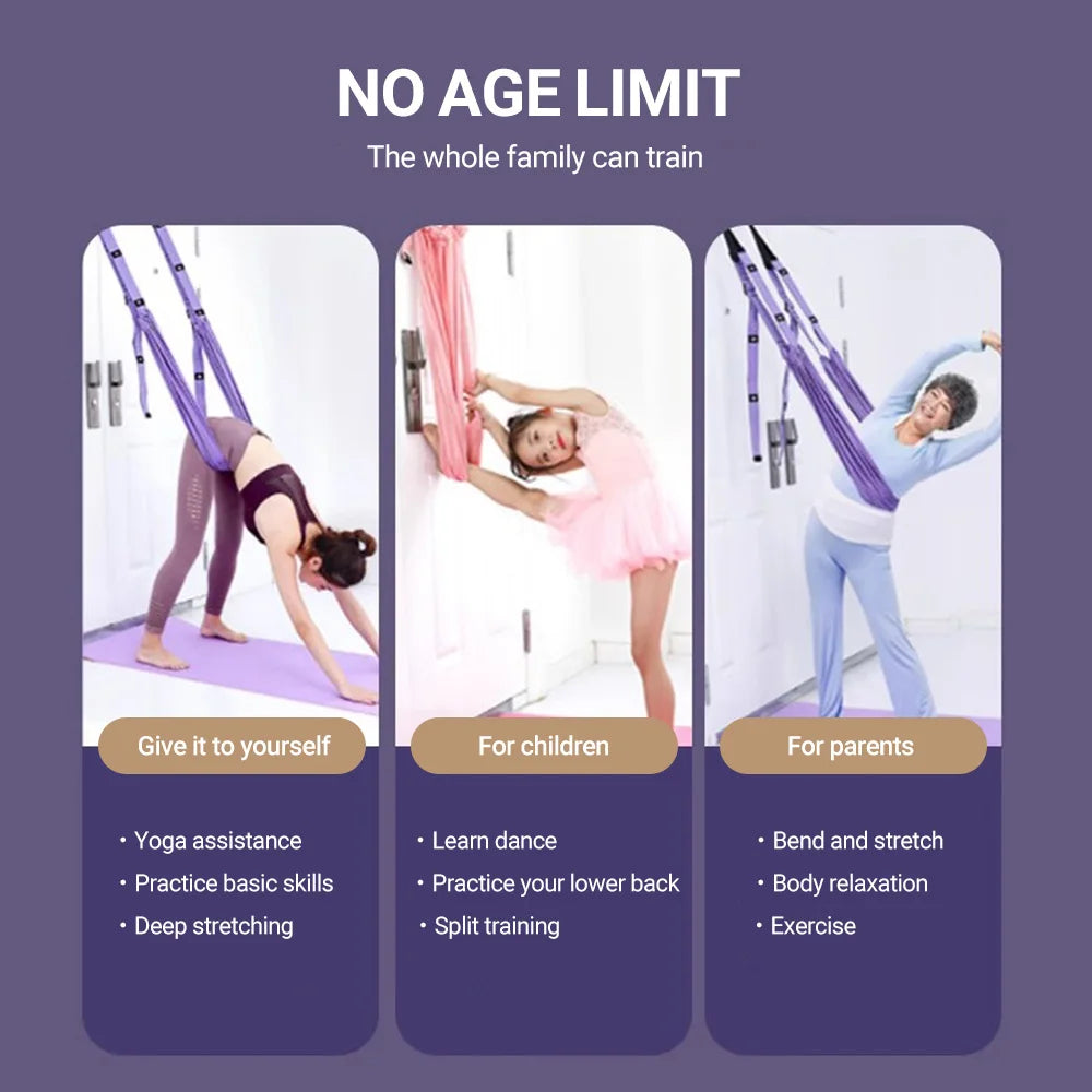 Aerial Yoga Strap Pull Rope Woman Hammock Stretch Leg Splits Trainer Female Gym Belt Aerial Hammock Swing Stretching Inversion Comfort Life