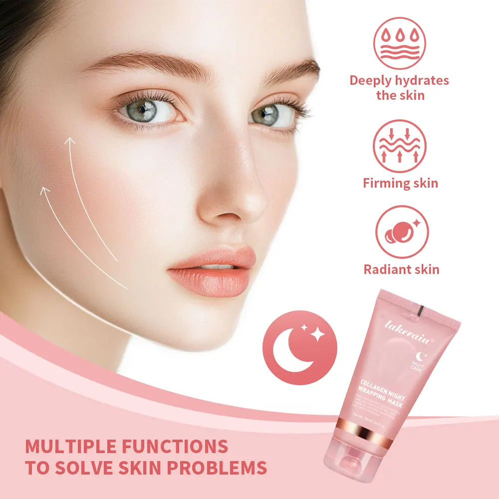 Collagen Jelly Cream Hydrolyzed Collagen Overnight Facial Mask Wrapping Peel-Off Mask Hydrating Firming Moisturizing SkinCare Comfort Life