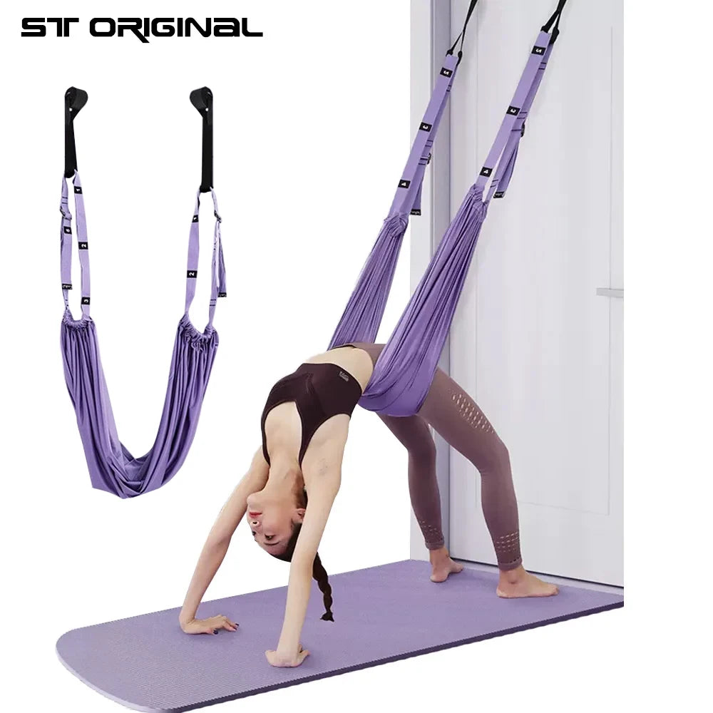 Aerial Yoga Strap Pull Rope Woman Hammock Stretch Leg Splits Trainer Female Gym Belt Aerial Hammock Swing Stretching Inversion Comfort Life