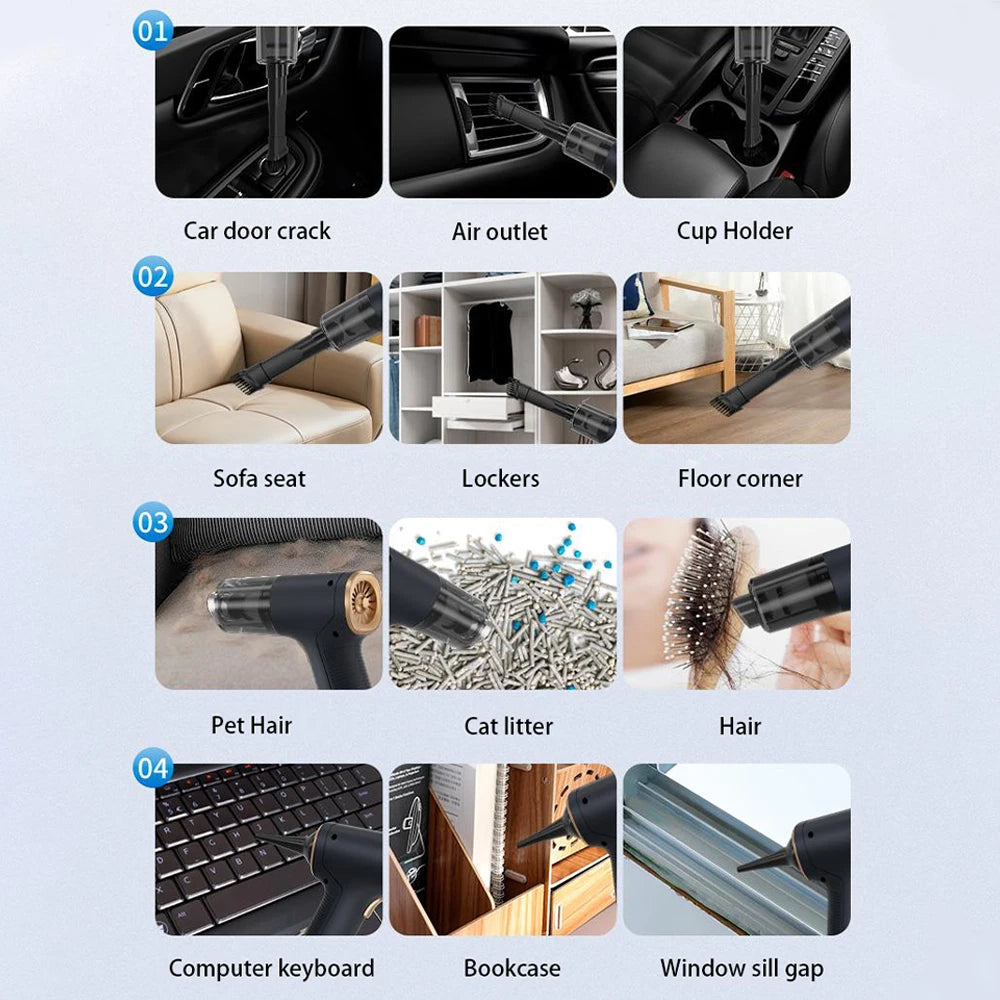 CENRR 98000PA Car Vacuum Cleaner Portable Wireless Cleaner Powerful Strong Suction Handheld Cleaning Machine for Home Appliance Comfort Life