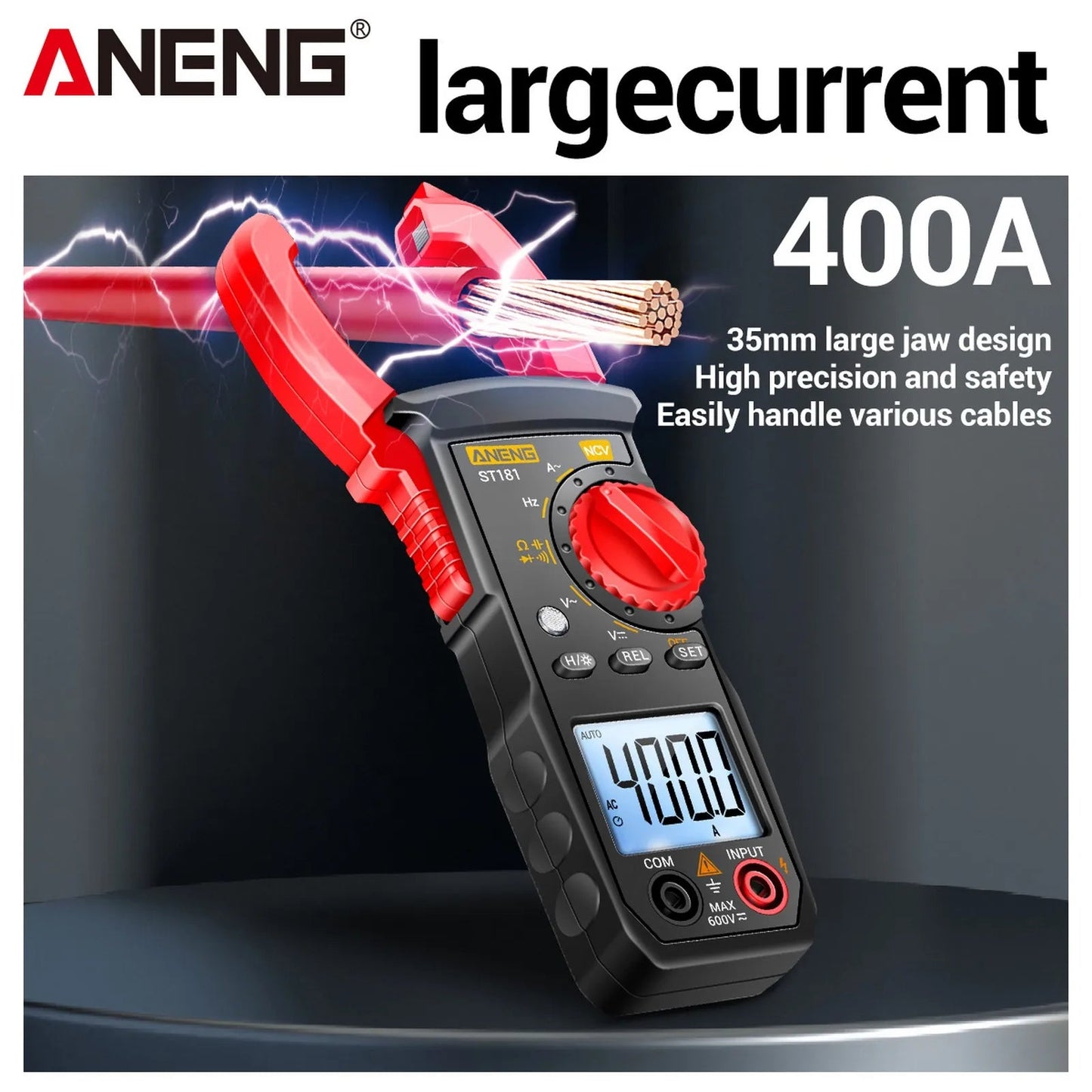 ANENG ST181 Digital Clamp Meter DC/AC Voltage 4000 Counts Multimeter Current Ammeter Tester Car Amp Hz Capacitance NCV Ohm Test Comfort Life