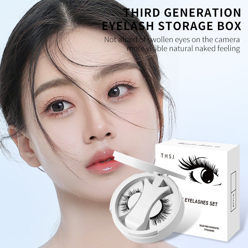 Magnetic False Eyelashes Integrated Storage Box Glue-free Magnet False Eyelashes Natural Makeup Tools With Applicater Comfort Life