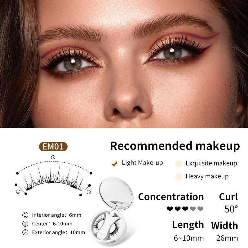 Magnetic False Eyelashes Integrated Storage Box Glue-free Magnet False Eyelashes Natural Makeup Tools With Applicater Comfort Life