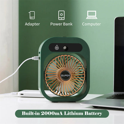 Air Conditioning Fan Desk Misting Fan Air Cooler Cooling USB Rechargeable Humidifier Portable Spray Fan With 3 Wind Speeds Mist Fan For Home Comfort Life