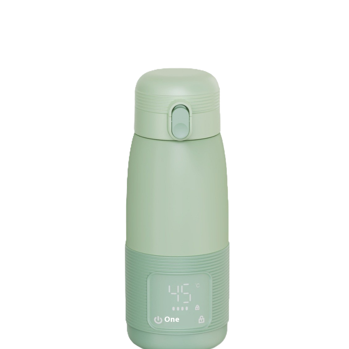Wireless Portable Modulator Thermal Cup Kettle in green with digital display.