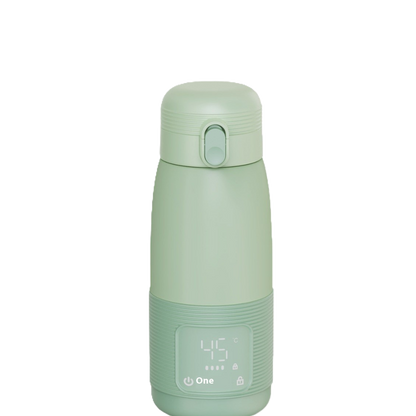 Wireless Portable Modulator Thermal Cup Kettle in green with digital display.