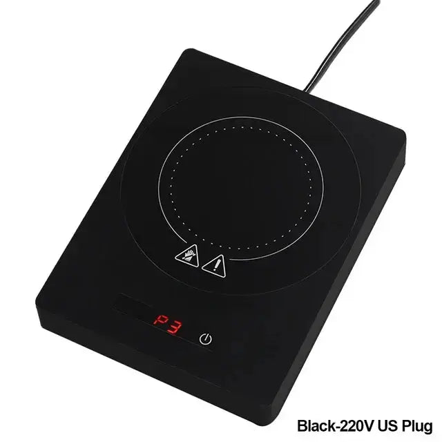 Comfort Life - Cup Warmer, black, 220V US plug, sleek design.