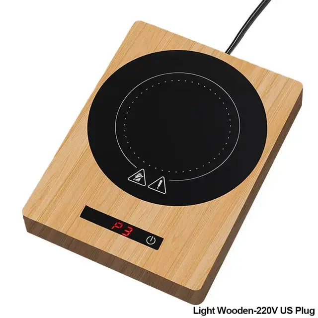 Comfort Life Cup Warmer with sleek wooden design and LED display.