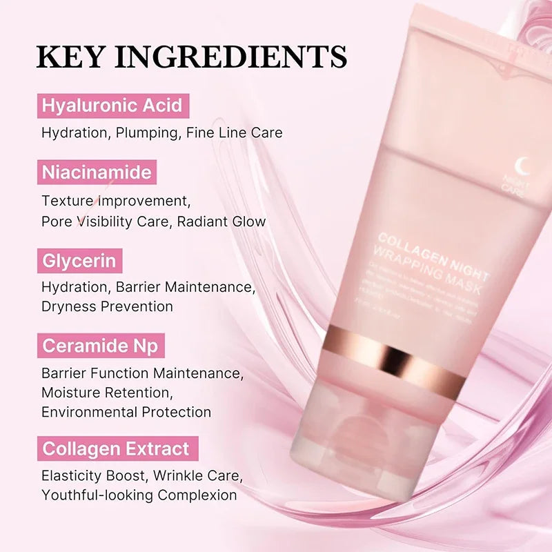 Korean Collagen Wrapping Peel Off Facial Mask Elasticity Hydration Reduces Sagging Dullness Hydrolyzed Collagen Skin Care Comfort Life