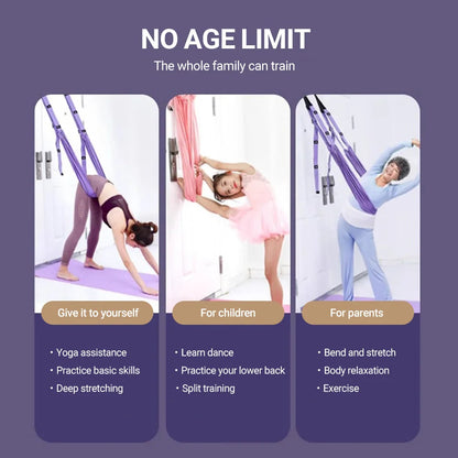 Aerial Yoga Strap Pull Rope Woman Hammock Stretch Leg Splits Trainer Female Gym Belt Aerial Hammock Swing Stretching Inversion Comfort Life