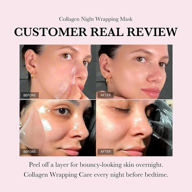 Korean Collagen Wrapping Peel Off Facial Mask Elasticity Hydration Reduces Sagging Dullness Hydrolyzed Collagen Skin Care Comfort Life