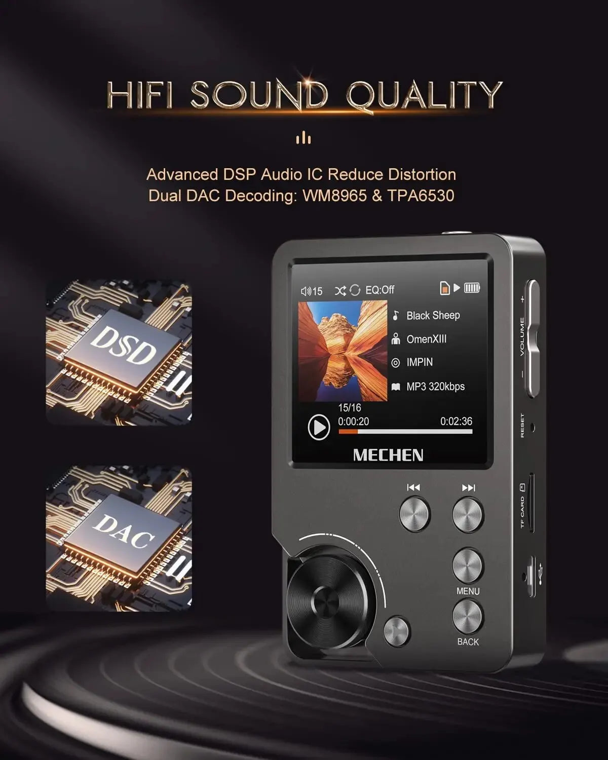 High Quality Lossless MP3 Player/MECHEN-M30/HiFi/with 64GB Memory Card Support Up to 256GB Comfort Life