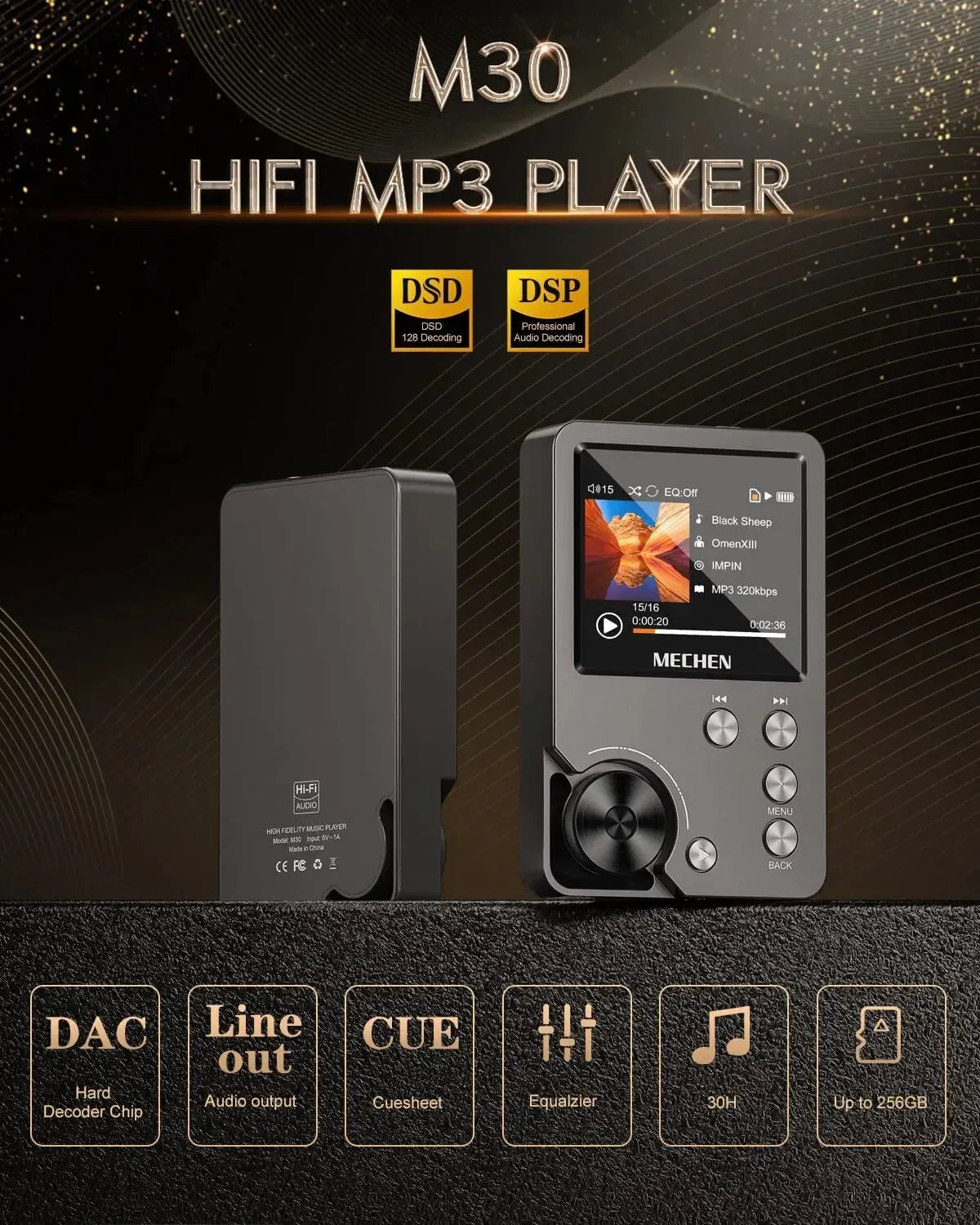 High Quality Lossless MP3 Player/MECHEN-M30/HiFi/with 64GB Memory Card Support Up to 256GB Comfort Life
