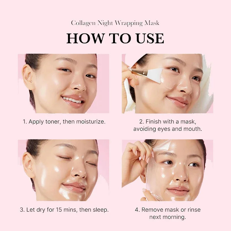 Korean Collagen Wrapping Peel Off Facial Mask Elasticity Hydration Reduces Sagging Dullness Hydrolyzed Collagen Skin Care Comfort Life