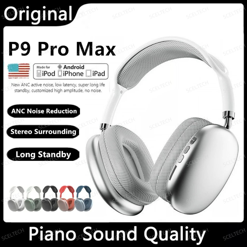 NEW P9 Pro Max Air Wireless Bluetooth Headphones Noise Cancelling Earphones Mic Pods Over Ear Sports Gaming Headset For Apple Comfort Life