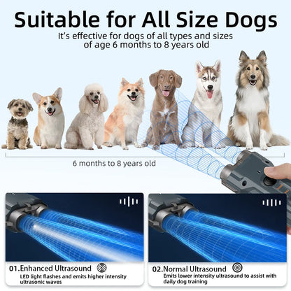 ROJECO 2 In 1 Training & Anti Barking Device Ultrasonic Dog Repeller With Flashlight Stop Attack Rechargeable Repeller For Dog Comfort Life
