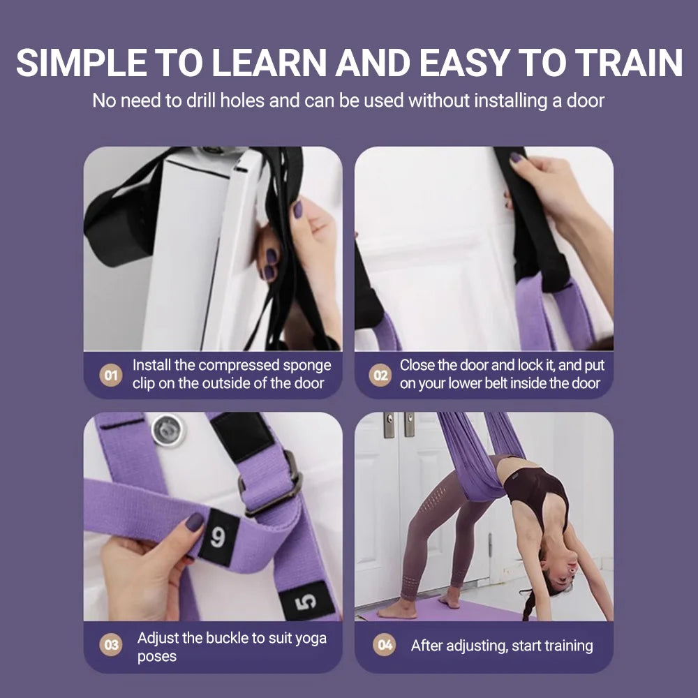 Aerial Yoga Strap Pull Rope Woman Hammock Stretch Leg Splits Trainer Female Gym Belt Aerial Hammock Swing Stretching Inversion Comfort Life