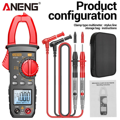 ANENG ST181 Digital Clamp Meter DC/AC Voltage 4000 Counts Multimeter Current Ammeter Tester Car Amp Hz Capacitance NCV Ohm Test Comfort Life