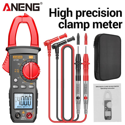 ANENG ST181 Digital Clamp Meter DC/AC Voltage 4000 Counts Multimeter Current Ammeter Tester Car Amp Hz Capacitance NCV Ohm Test Comfort Life