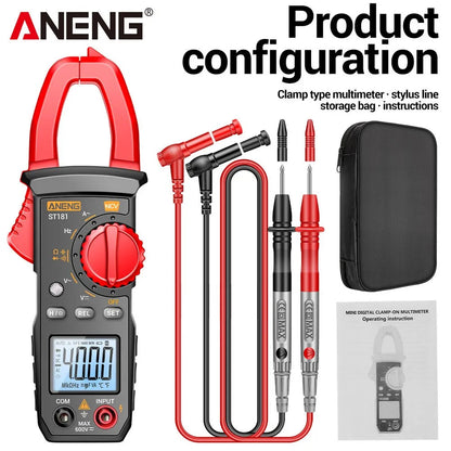ANENG ST181 Digital Clamp Meter DC/AC Voltage 4000 Counts Multimeter Current Ammeter Tester Car Amp Hz Capacitance NCV Ohm Test Comfort Life
