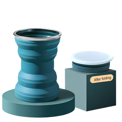 Comfort Life portable silicone retractable cup with lid, convenient travel companion.