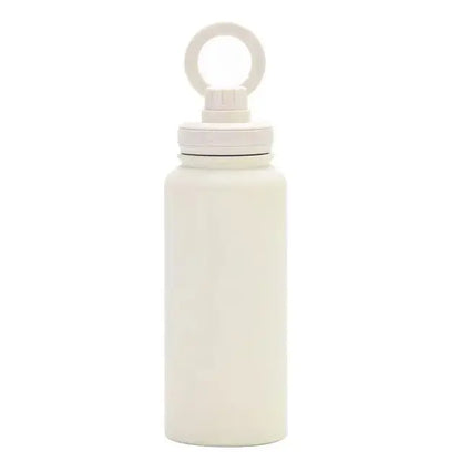 comfort life insulated water bottle with phone holder, white, eco-friendly design