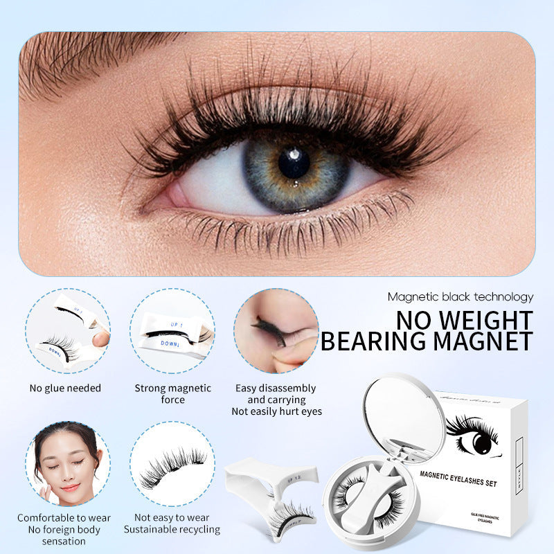 Magnetic False Eyelashes Integrated Storage Box Glue-free Magnet False Eyelashes Natural Makeup Tools With Applicater Comfort Life